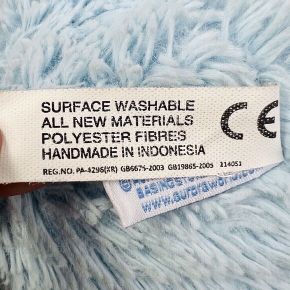 Aurora Baby Light Blue Polar Bear Plush Shaggy Floppy Ribbed Feet Stuffed Animal - Picture 15 of 16